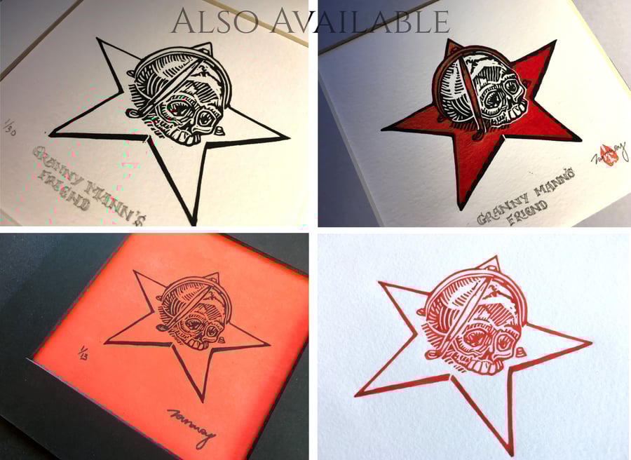 Granny Mann's Friend - Witch Lino Print - Limited Edition