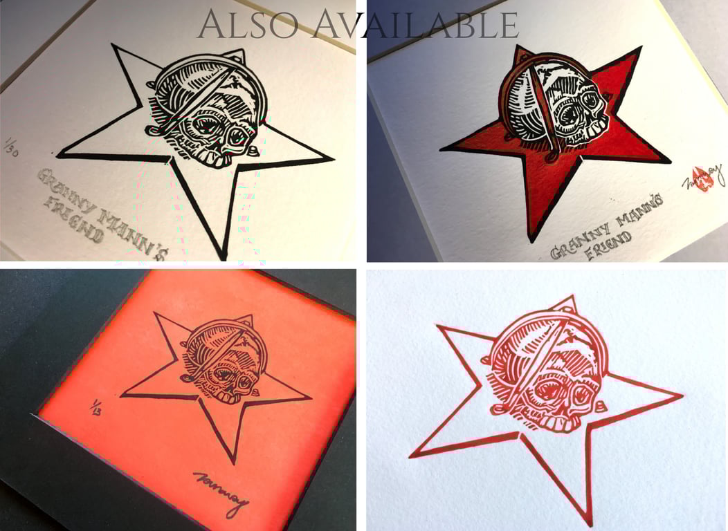 Granny Mann's Friend - Witch Lino Print - Limited Edition