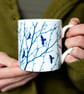 Fine bone china mug, flock of birds & branches, Coffee mug, Nature inspired gift - Image 2