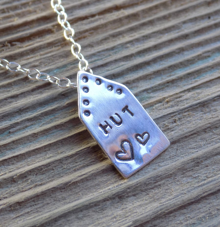 Fine silver mini beach hut pendant