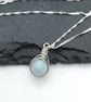 Aquamarine Silver Necklace - Recycled Sterling Silver Blue Gemstone Pendant