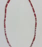 Necklace, handmade red fabric  beads. - Image 6