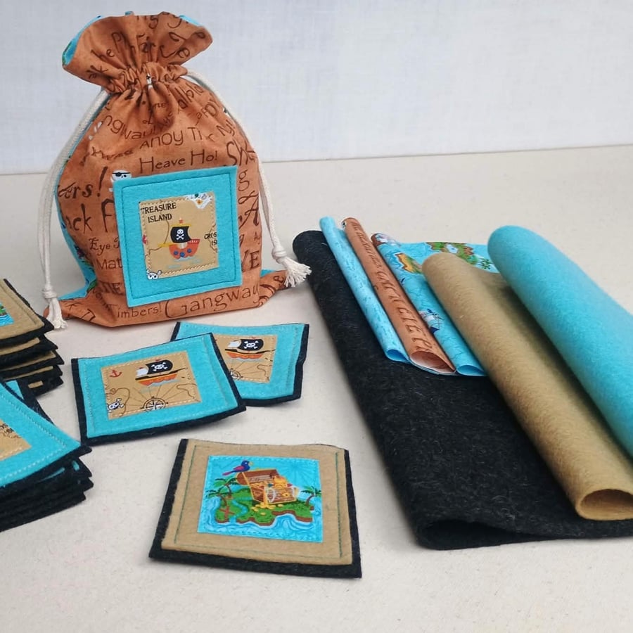 Craft kit - Pirate matching pairs game, Sew it Yourself felt & fabric memory toy