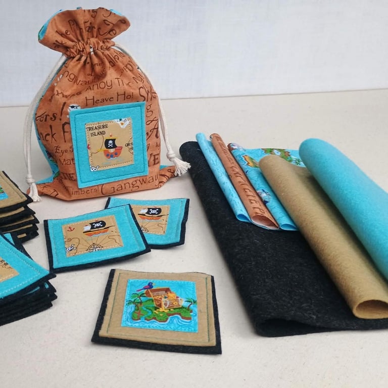 Craft kit - Pirate matching pairs game, Sew it Yourself felt & fabric memory toy