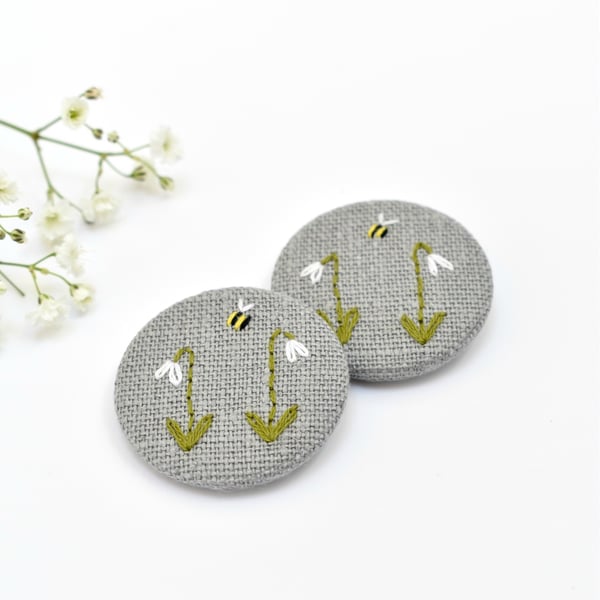 Snowdrop brooch, snowdrop pin badge, embroidered snowdrop brooch, snowdrop pin