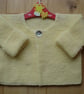 Pretty Hand Knitted Lemon Yellow Cardigan With One Pearl Button (R426) - Image 1