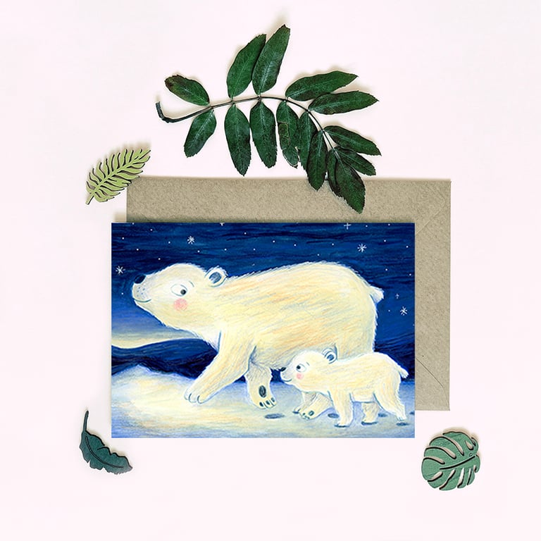Christmas Polar Bear Card - Blank Card - Greeting Card