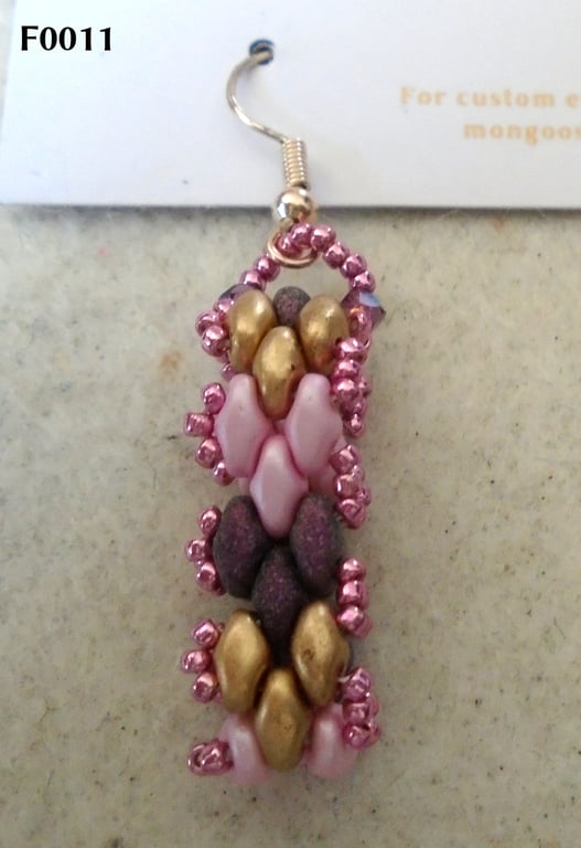 Brickwork-pattern bead earrings (customisable)