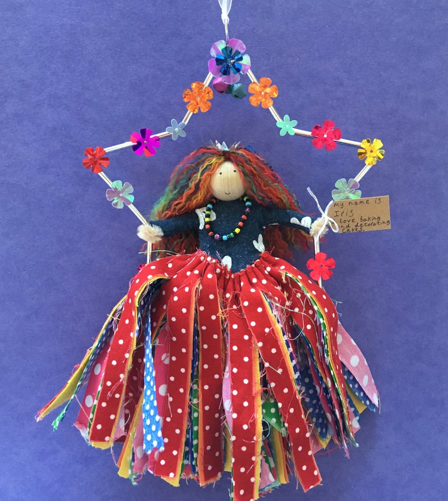 Rainbow Fairy Doll In A Star Hanging Decoration
