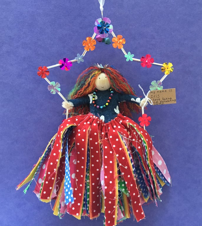 Rainbow Fairy Doll In A Star Hanging Decoration
