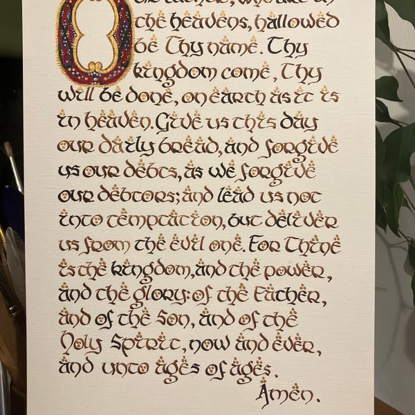 Handwritten illuminated prayer 