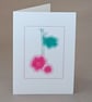 Pink flower cards, fragmented pink mums, handmade card of chrysanthemum art - Image 1