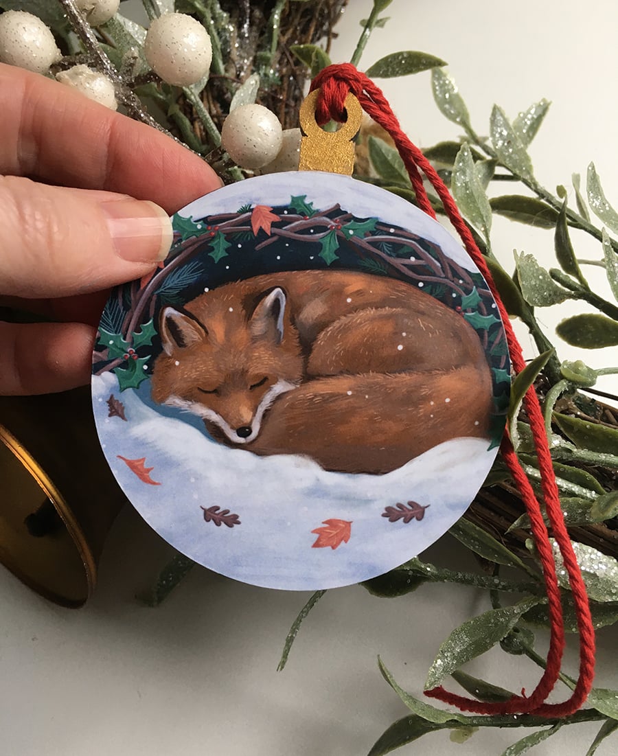 Winter Sleeping Fox - Christmas Tree Hanging Decoration