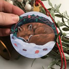 Winter Sleeping Fox - Christmas Tree Hanging Decoration