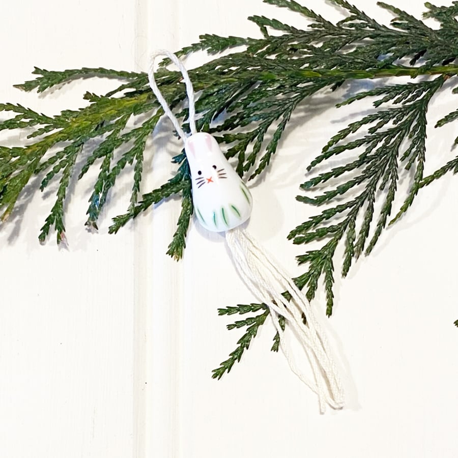 Tiny Hanging Bunny Decoration - Grass