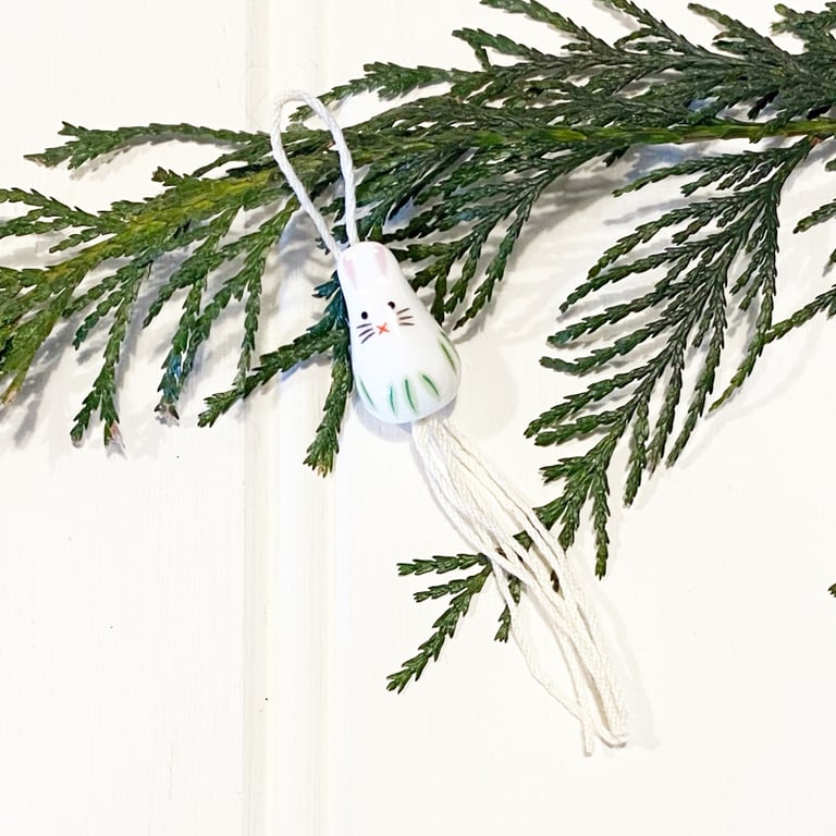 Tiny Hanging Bunny Decoration - Grass