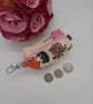 Keyring bag charm, boxed purse pouch in crazy cats fabric.   - Image 8