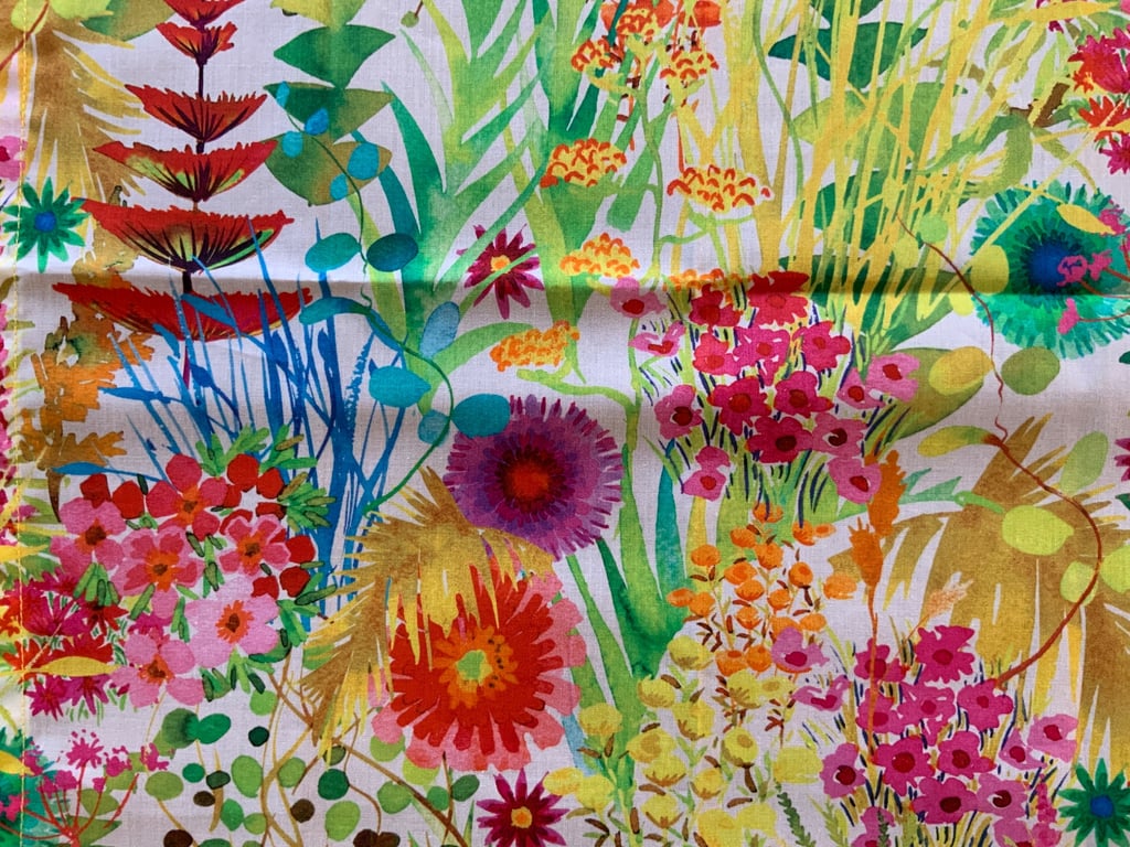 Handmade hankie featuring Liberty Tresco botanical print Tana Lawn cotton