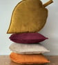 Autumn Velvet Mustard Gold Yellow Leaf Shaped Cushion Fall Decorative Pillow - Image 3