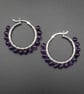  Amethyst and sterling silver gemstone hoop earrings, Aquarius gift - Image 3