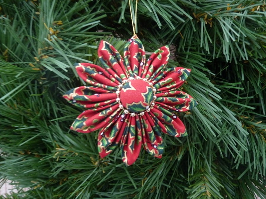 Christmas Tree Decoration In Festive Fabric