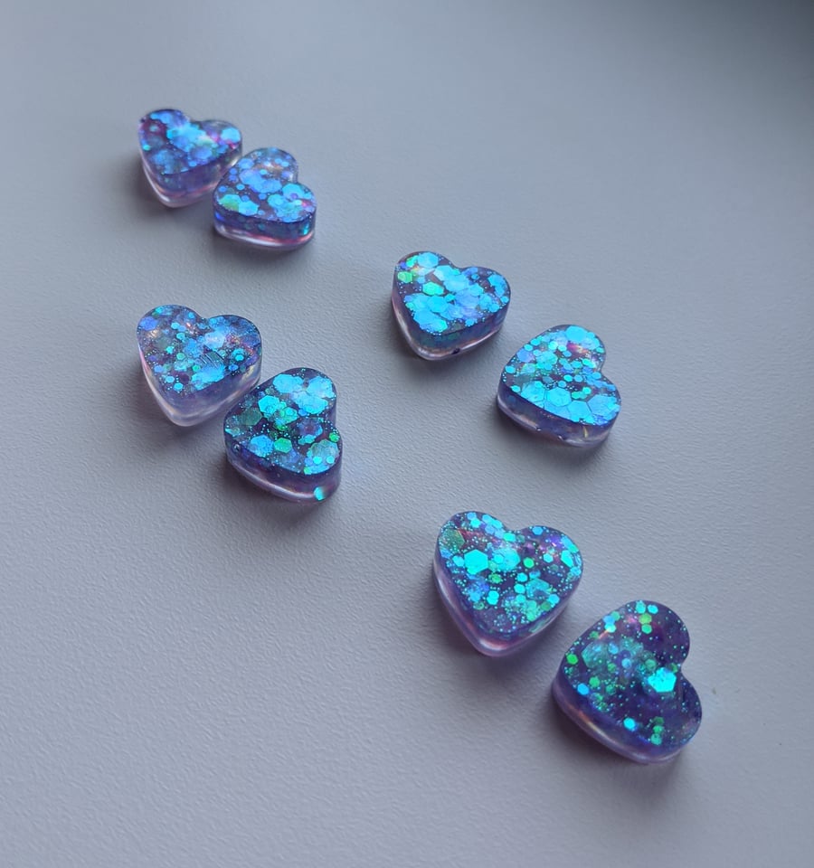Amazing lilac blue iridescent  small hearts
