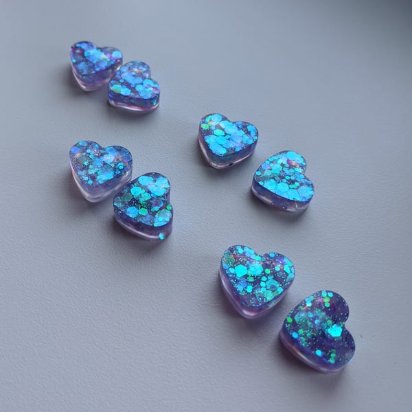 Amazing lilac blue iridescent  small hearts