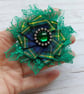 Small Emerald Green Lace Gordon Tartan Crystal Whimsy Brooch Pin - Image 2