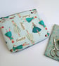 Seconds - Soft zipped bag or pouch in a vintage dressmaking themed  - Image 1