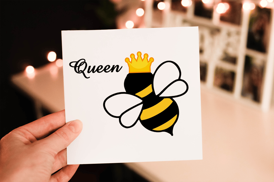 Queen Bee Birthday Card, Card for Friend, Greeting Card, Bee Birthday Gift
