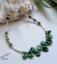 Keshi Pearl, Russian Diopside, Rhodanite Garnet Sterling Silver Bracelet LARGE - Image 7