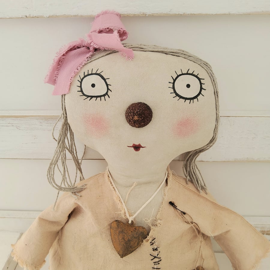 Primitive handmade doll Miss Acorn