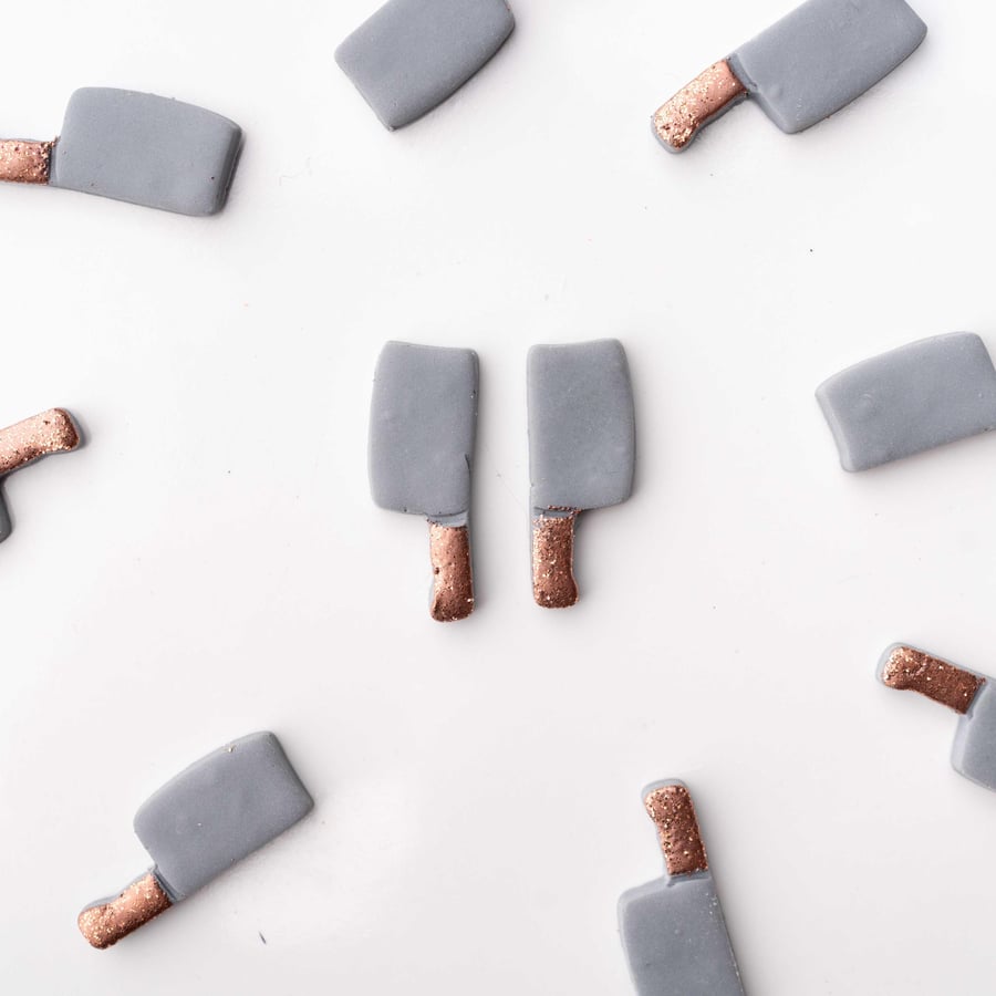 Cleaver Knife Stud Earrings: Handmade Polymer Clay Halloween Jewelry