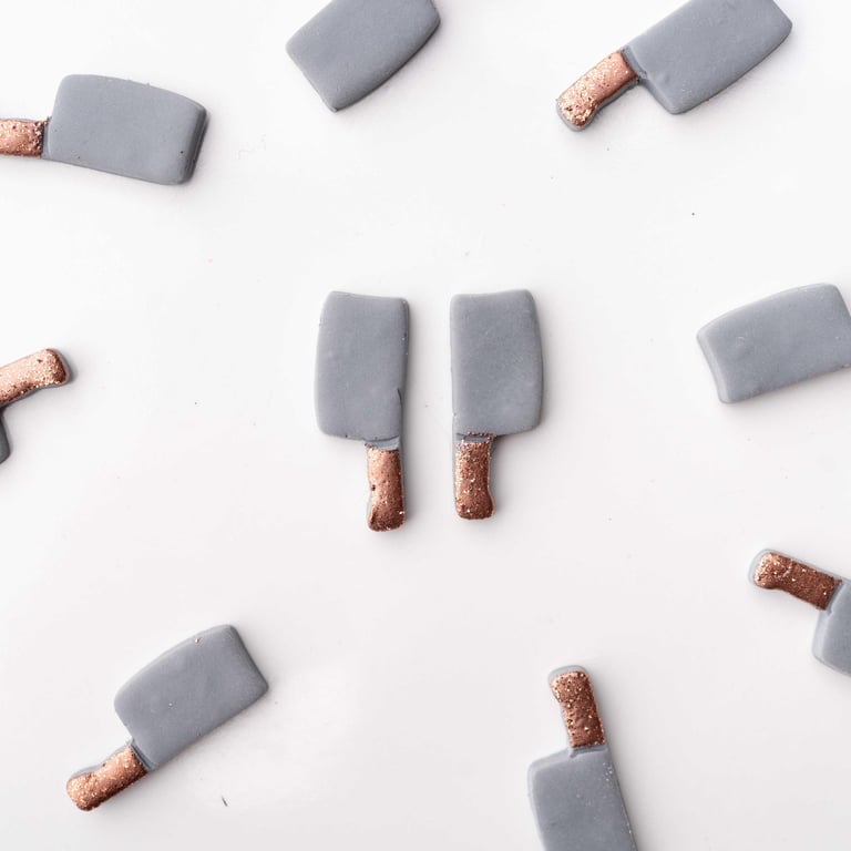 Cleaver Knife Stud Earrings: Handmade Polymer Clay Halloween Jewelry
