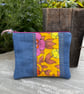 Embroidered Roundelay cotton and denim patchwork pouch one of a kind - Image 7