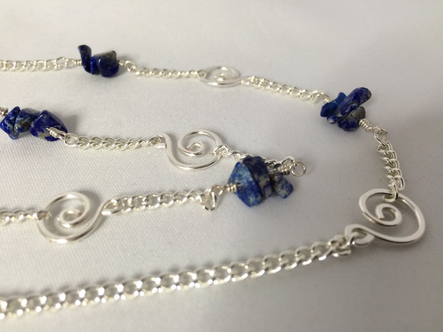 Lapis lazuli chip lanyard