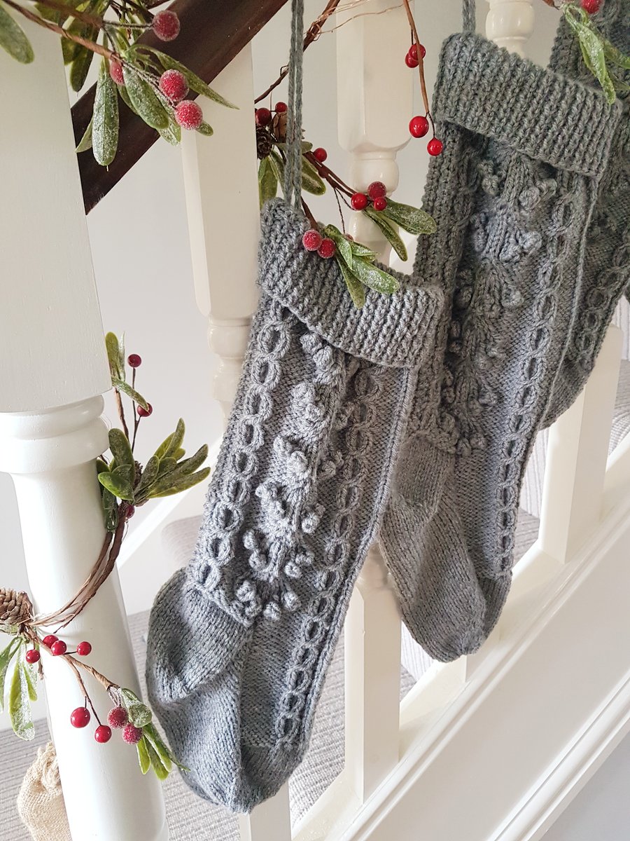  Large Hand Knitted Family Christmas Stocking