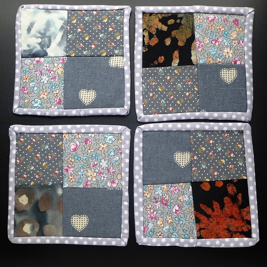Patchworked textile Coaster set