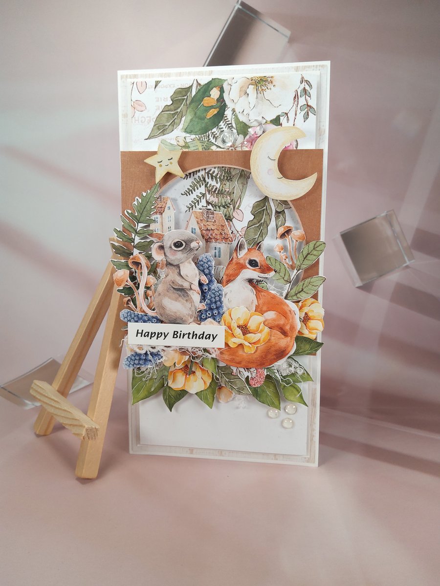 Handmade Birthday Card (82) Kraft Window Box Included