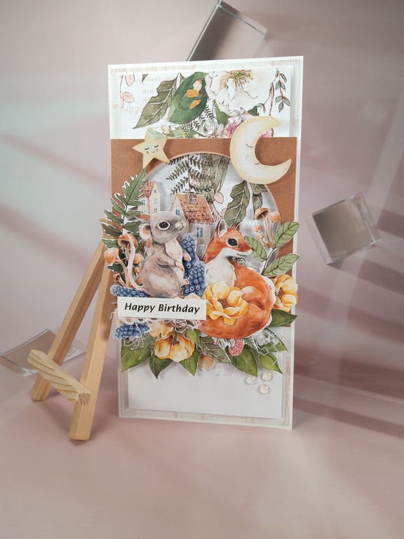 Handmade Birthday Card (82) Kraft Window Box Included