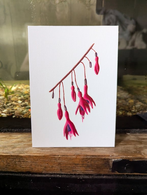 Hummingbird Fuchsia acrylic painting 