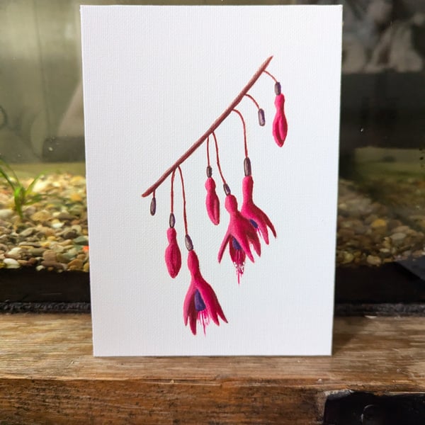 Hummingbird Fuchsia acrylic painting 