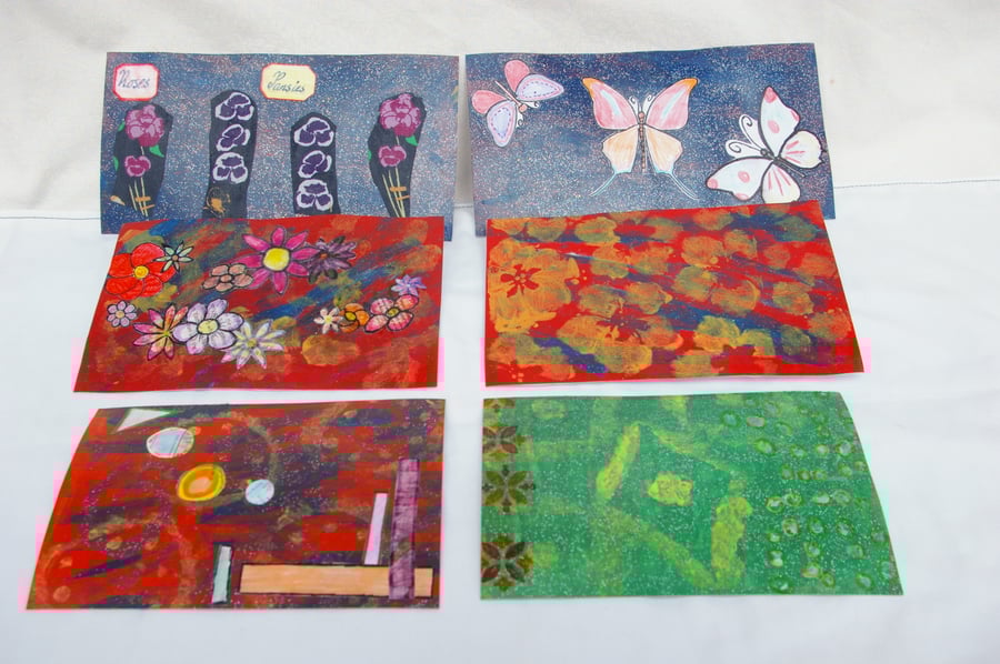 Six mixed media abstract Art Postcards Folksy