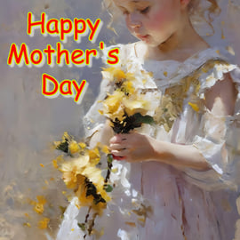 Happy Mother's Day Child with Flowers Card A5