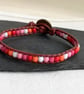 Lesbian flag coloured bead and leather bracelet, LGBTQ - Image 3