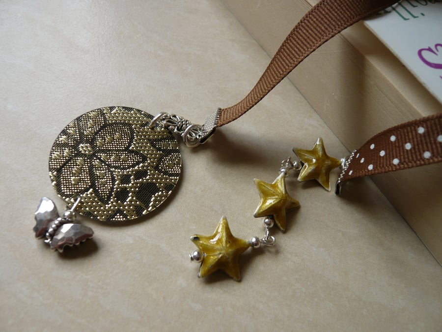 Brown and White Spotty Ribbon Bookmark