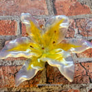 Handmade Fused Glass Opaline and Yellow Lily with Wall-mounting Bracket