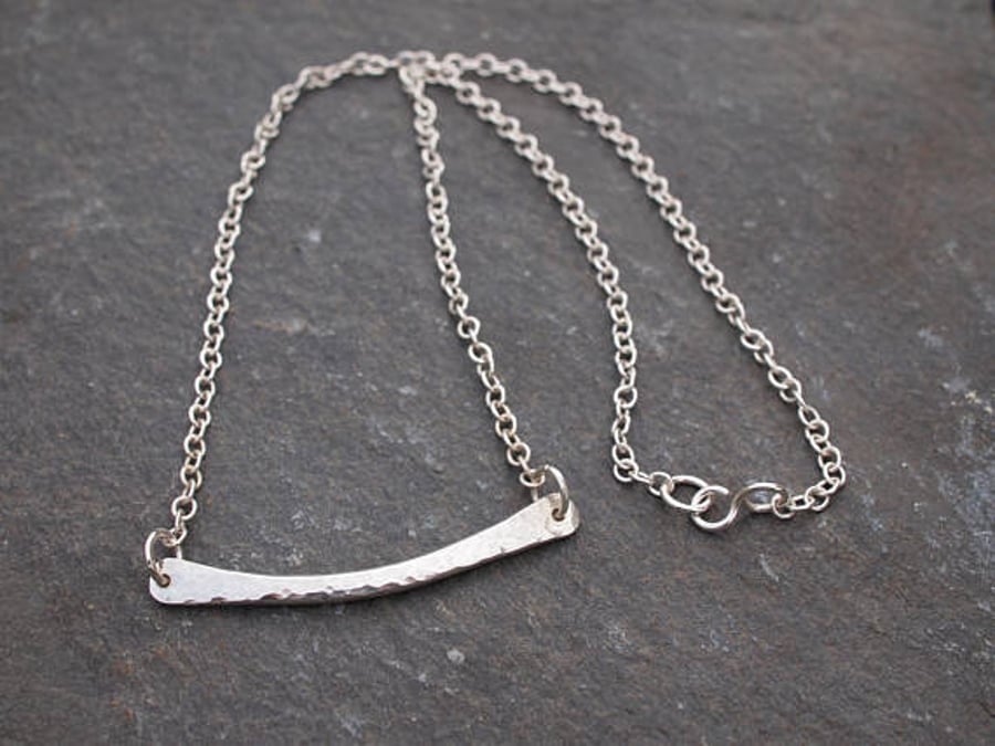 Hallmarked silver bar necklace, arc jewellery