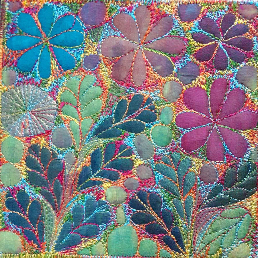 Textile Canvas Flowers and Leaves Wall Art was 45 now 25