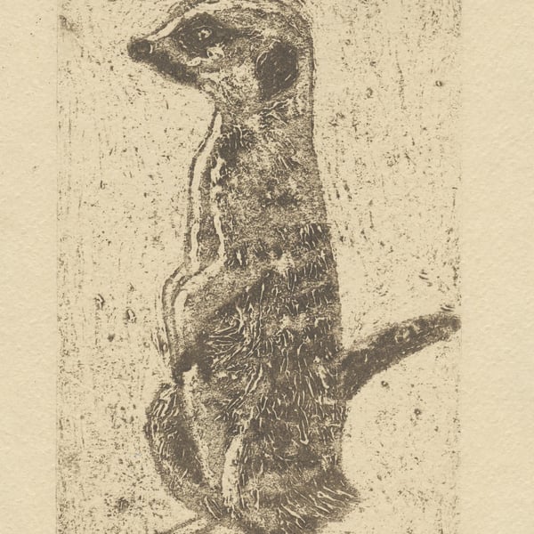 Meerkat Collagraph Limited Edition Hand Pulled Print